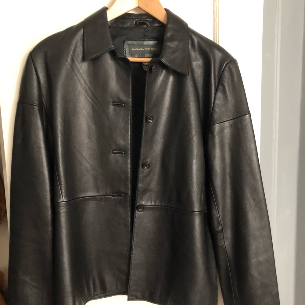 Friends era black leather jacket